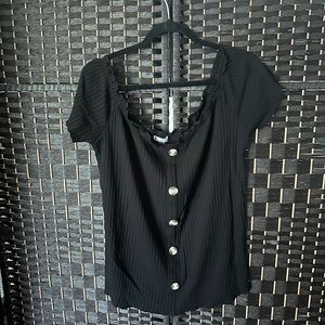 Black off the shoulder crop top